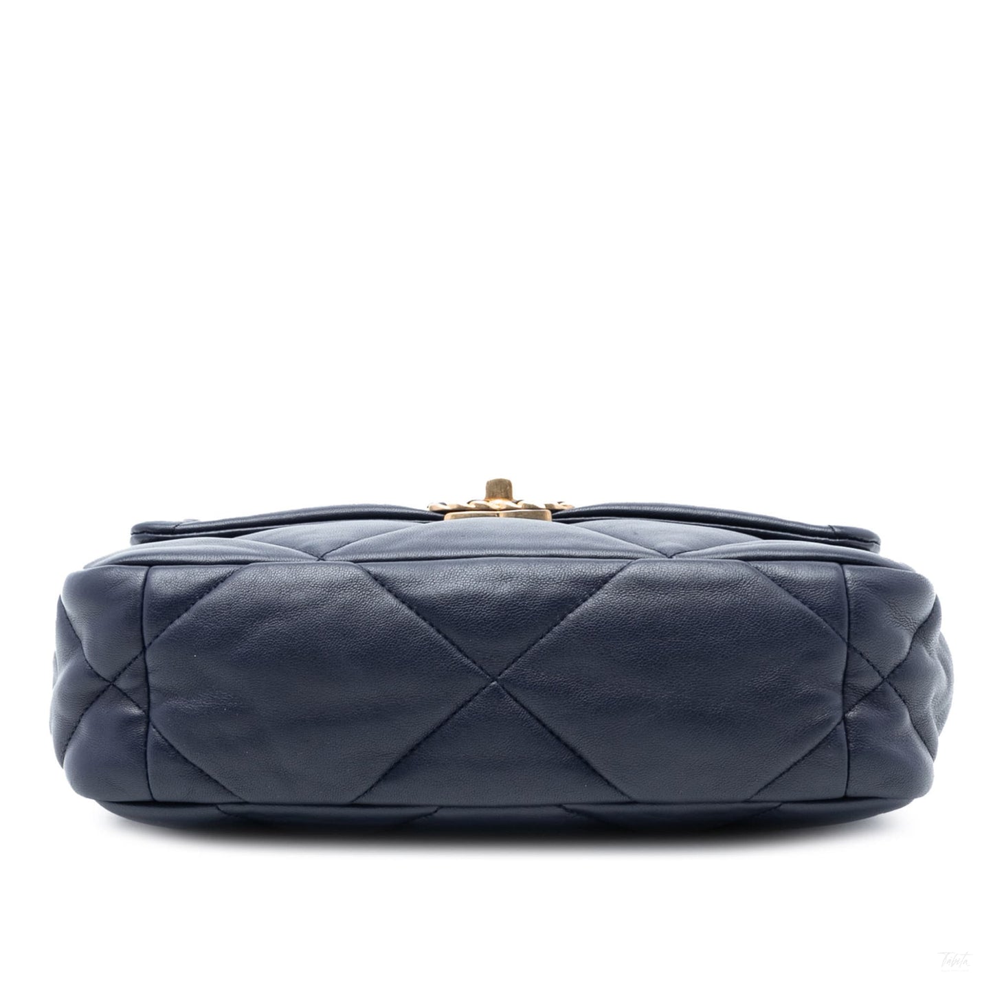 Second hand Chanel CHANEL 19 Medium Lambskin Leather Matelassè Flap Handbag Blue - Tabita Bags