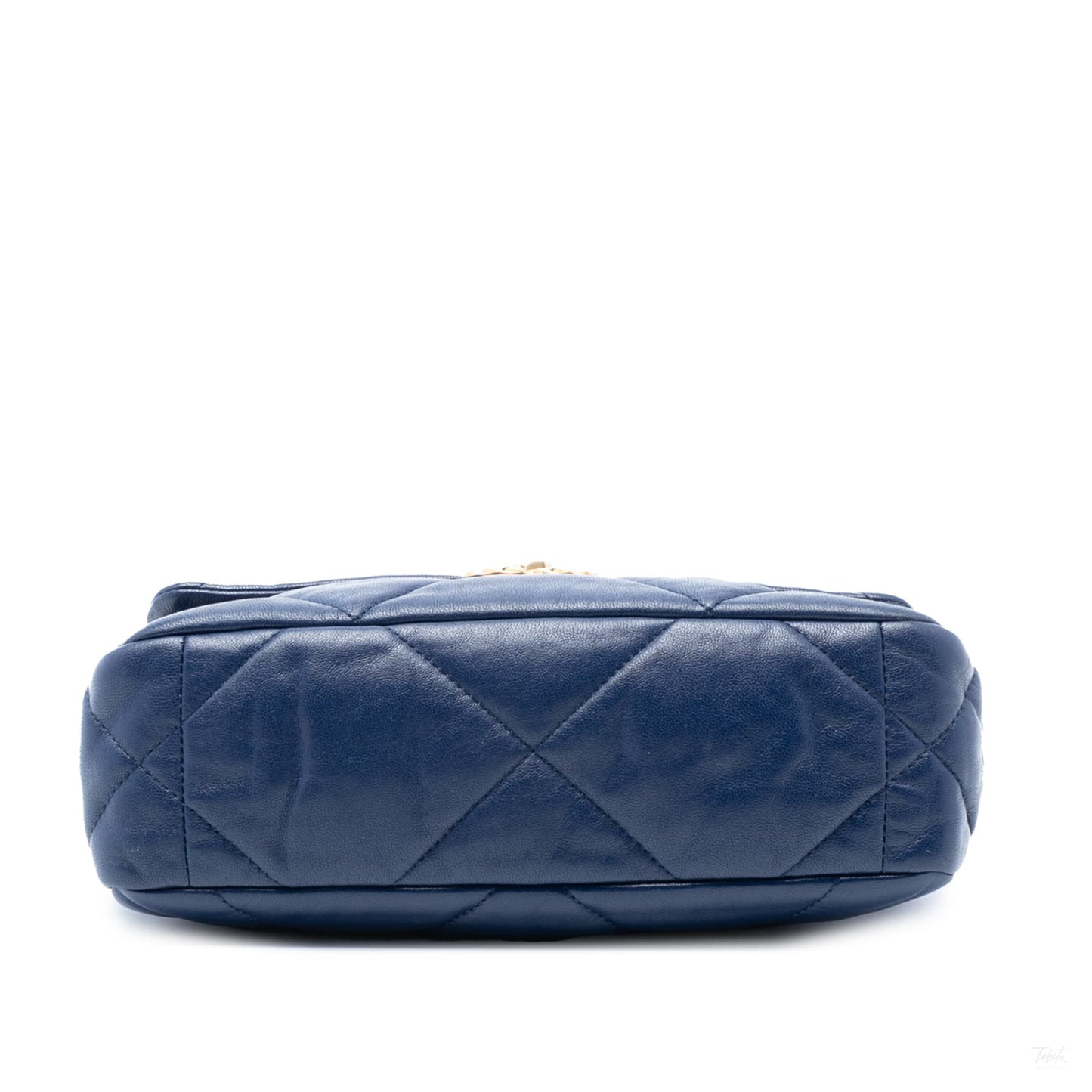 Second hand Chanel CHANEL 19 Medium Lambskin Leather Matelassè Flap Handbag Blue - Tabita Bags