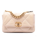 Second hand Chanel CHANEL 19 Medium Lambskin Leather Matelassè Flap Handbag Brown - Tabita Bags