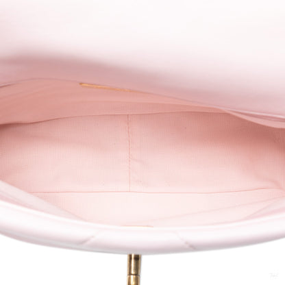 Second hand Chanel CHANEL 19 Medium Lambskin Leather Matelassè Flap Handbag Pink - Tabita Bags