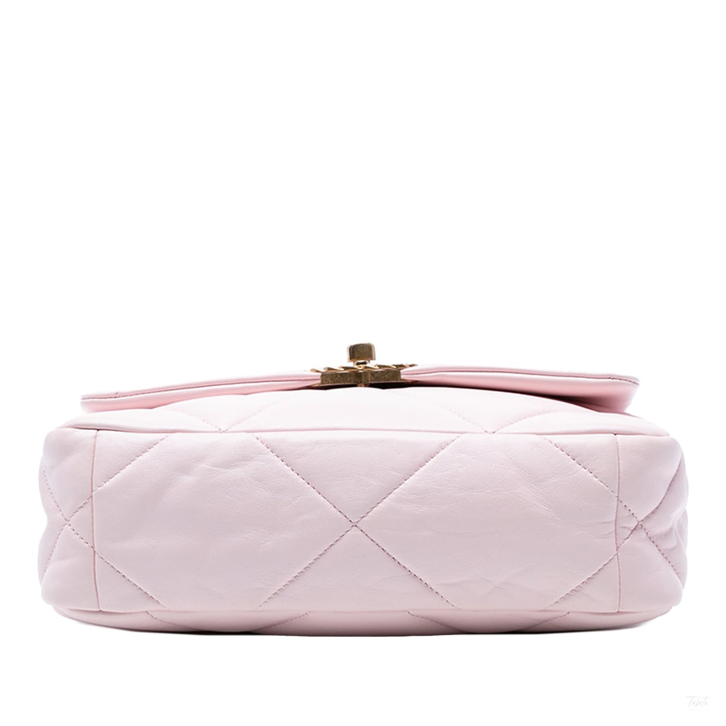 Second hand Chanel CHANEL 19 Medium Lambskin Leather Matelassè Flap Handbag Pink - Tabita Bags