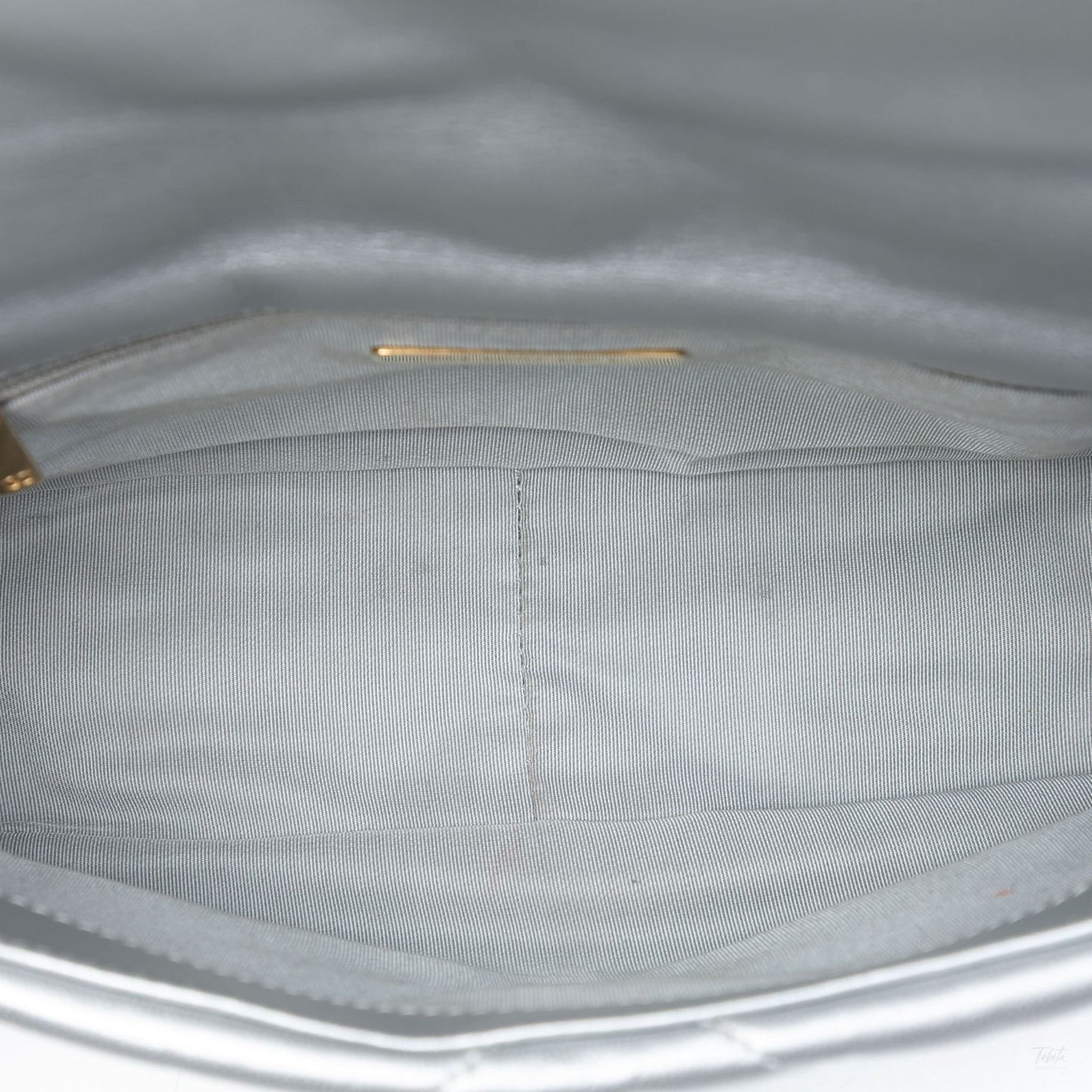 Second hand Chanel CHANEL 19 Medium Lambskin Leather Matelassè Flap Handbag Silver - Tabita Bags