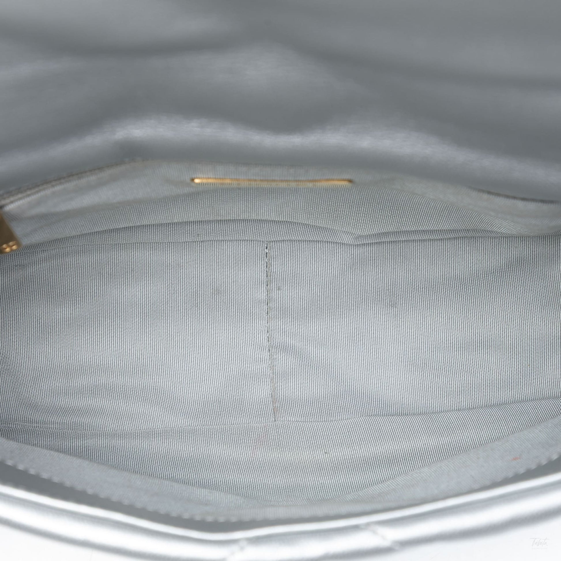 Second hand Chanel CHANEL 19 Medium Lambskin Leather Matelassè Flap Handbag Silver - Tabita Bags