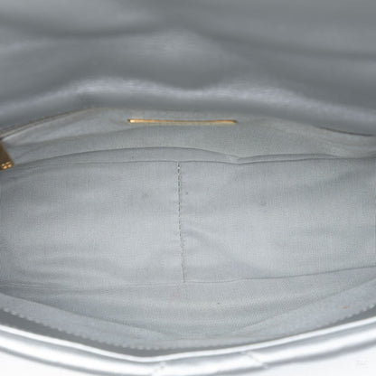 Second hand Chanel CHANEL 19 Medium Lambskin Leather Matelassè Flap Handbag Silver - Tabita Bags