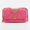 Second hand Chanel CHANEL 19 Medium Matelassè Lambskin Leather 2 - Ways Flap Handbag Pink - Tabita Bags