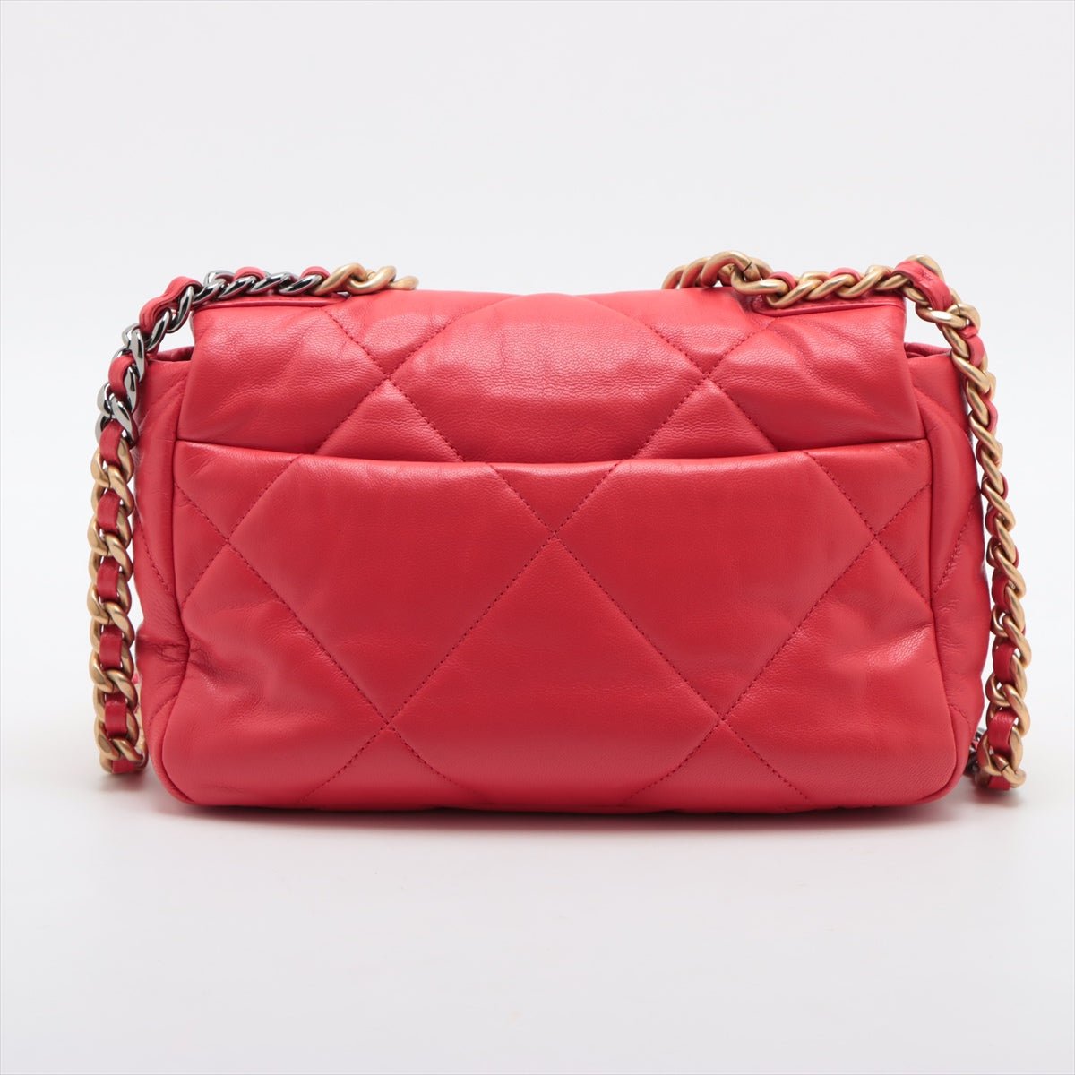 Second hand Chanel CHANEL 19 Medium Matelassè Lambskin Leather 2 - Ways Flap Handbag Red - Tabita Bags