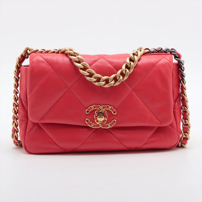 Second hand Chanel CHANEL 19 Medium Matelassè Lambskin Leather 2 - Ways Flap Handbag Red - Tabita Bags