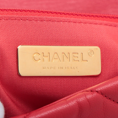 Second hand Chanel CHANEL 19 Medium Matelassè Lambskin Leather 2 - Ways Flap Handbag Red - Tabita Bags