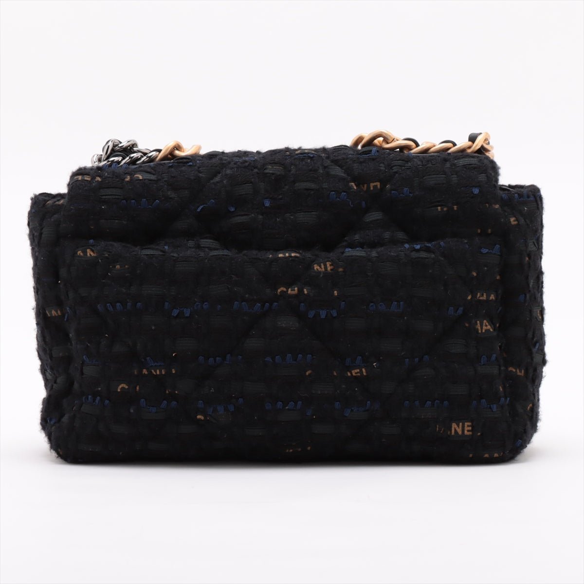 Second hand Chanel CHANEL 19 Medium Matelassè Tweed 2 - Ways Flap Handbag Navy & Black - Tabita Bags