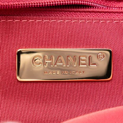 Second hand Chanel CHANEL 19 Medium Tweed Matelassè Flap Handbag Pink - Tabita Bags