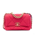 Second hand Chanel CHANEL 19 Medium Tweed Matelassè Flap Handbag Pink - Tabita Bags