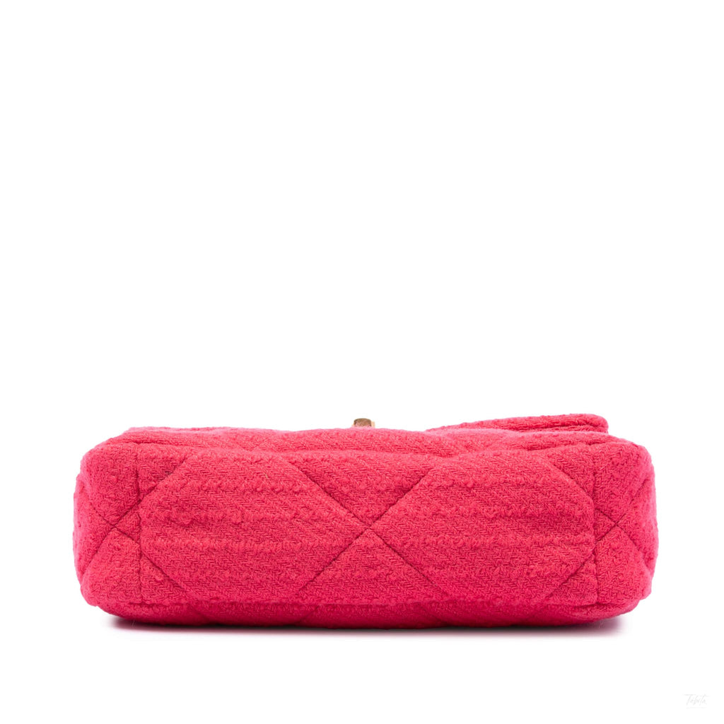 Second hand Chanel CHANEL 19 Medium Tweed Matelassè Flap Handbag Pink - Tabita Bags