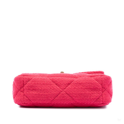 Second hand Chanel CHANEL 19 Medium Tweed Matelassè Flap Handbag Pink - Tabita Bags