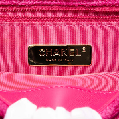 Second hand Chanel CHANEL 19 Medium Tweed Matelassè Flap Handbag Pink - Tabita Bags