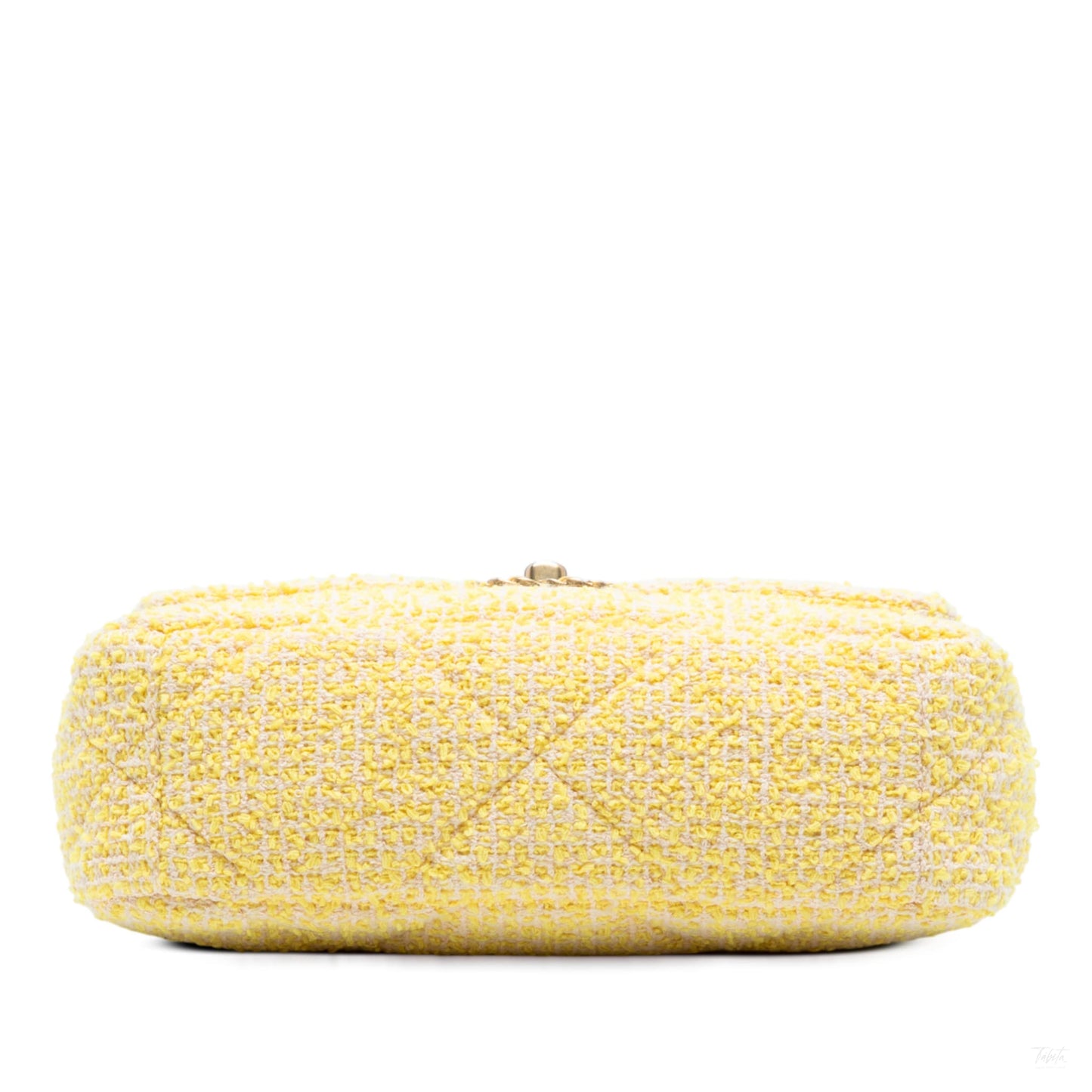 Second hand Chanel CHANEL 19 Medium Tweed Matelassè Flap Handbag Yellow - Tabita Bags