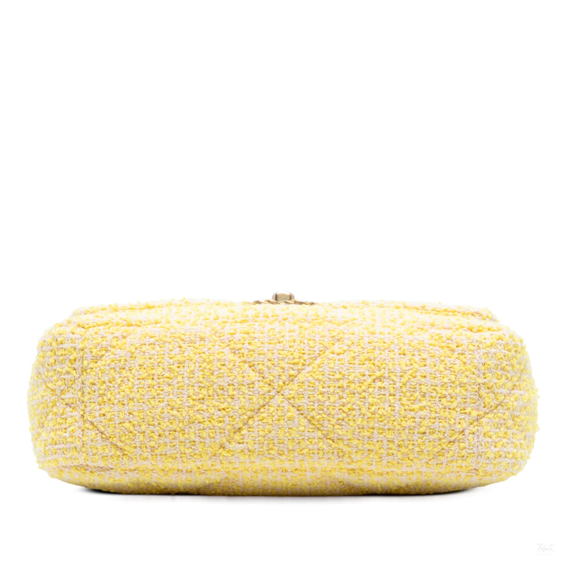 Second hand Chanel CHANEL 19 Medium Tweed Matelassè Flap Handbag Yellow - Tabita Bags