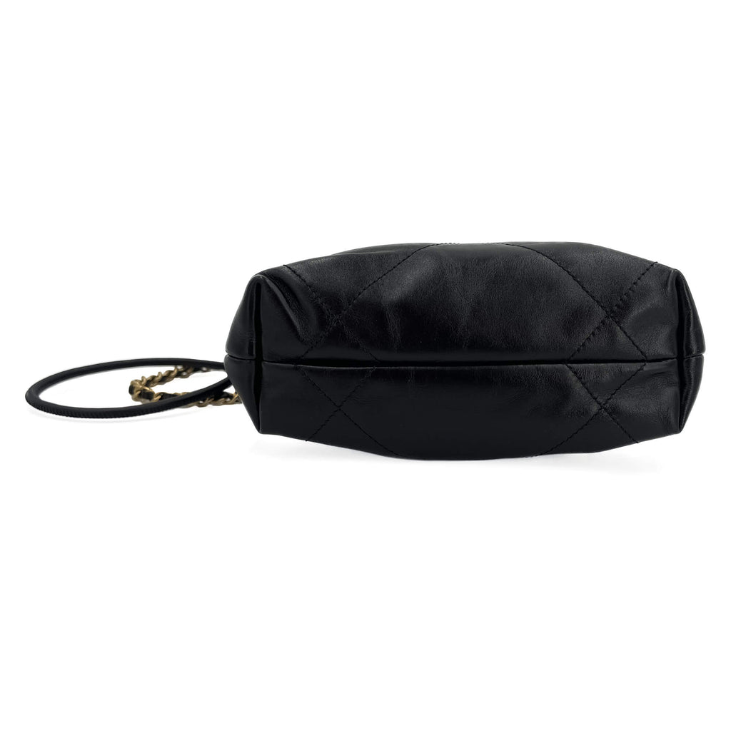 Second hand Chanel Chanel 22 Mini Leather Bucket Bag Black - Tabita Bags
