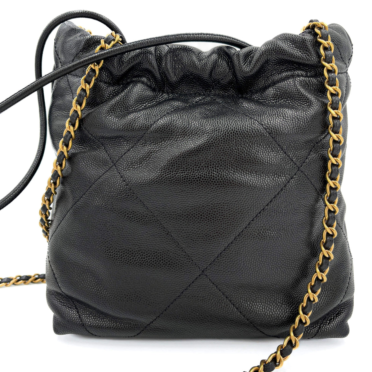 Second hand Chanel Chanel 22 Mini Leather Bucket Bag Black - Tabita Bags