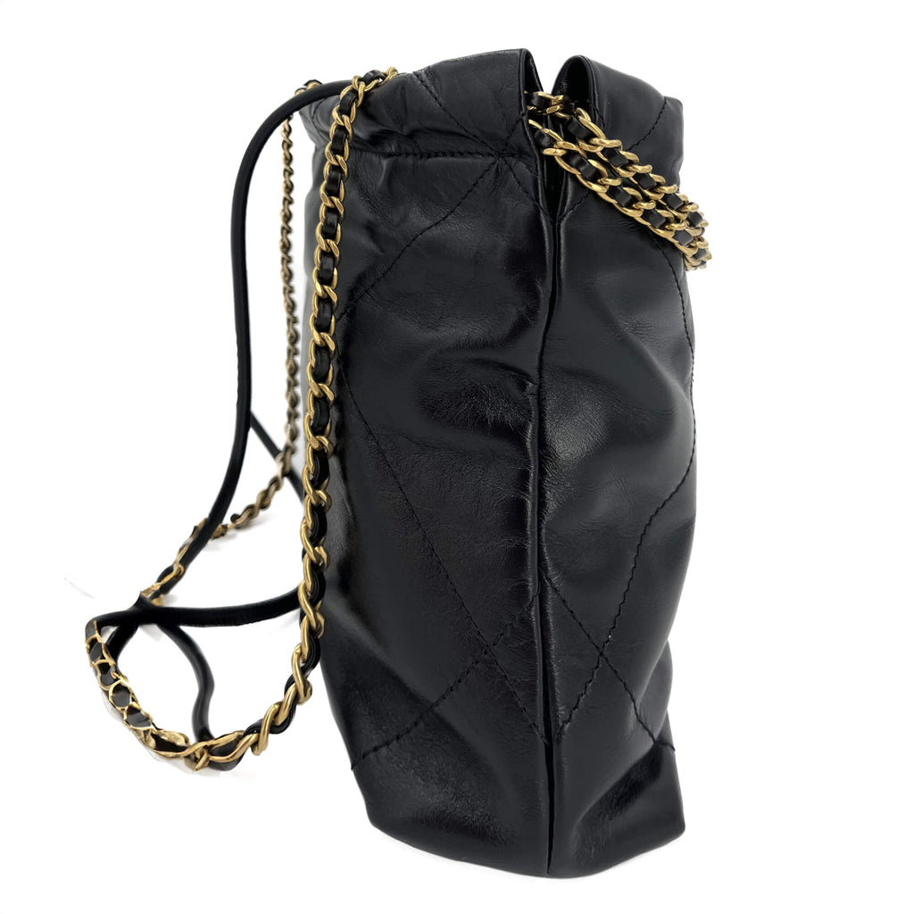 Second hand Chanel Chanel 22 Mini Leather Bucket Bag Black - Tabita Bags
