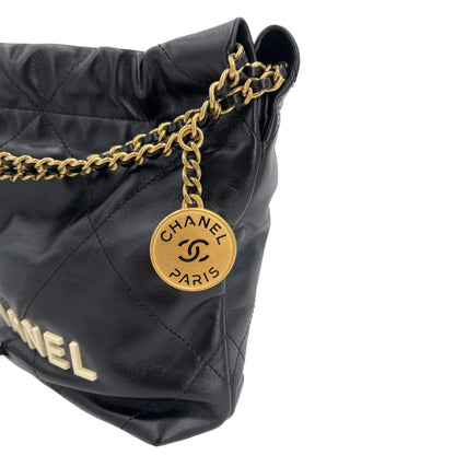 Second hand Chanel Chanel 22 Mini Leather Bucket Bag Black - Tabita Bags