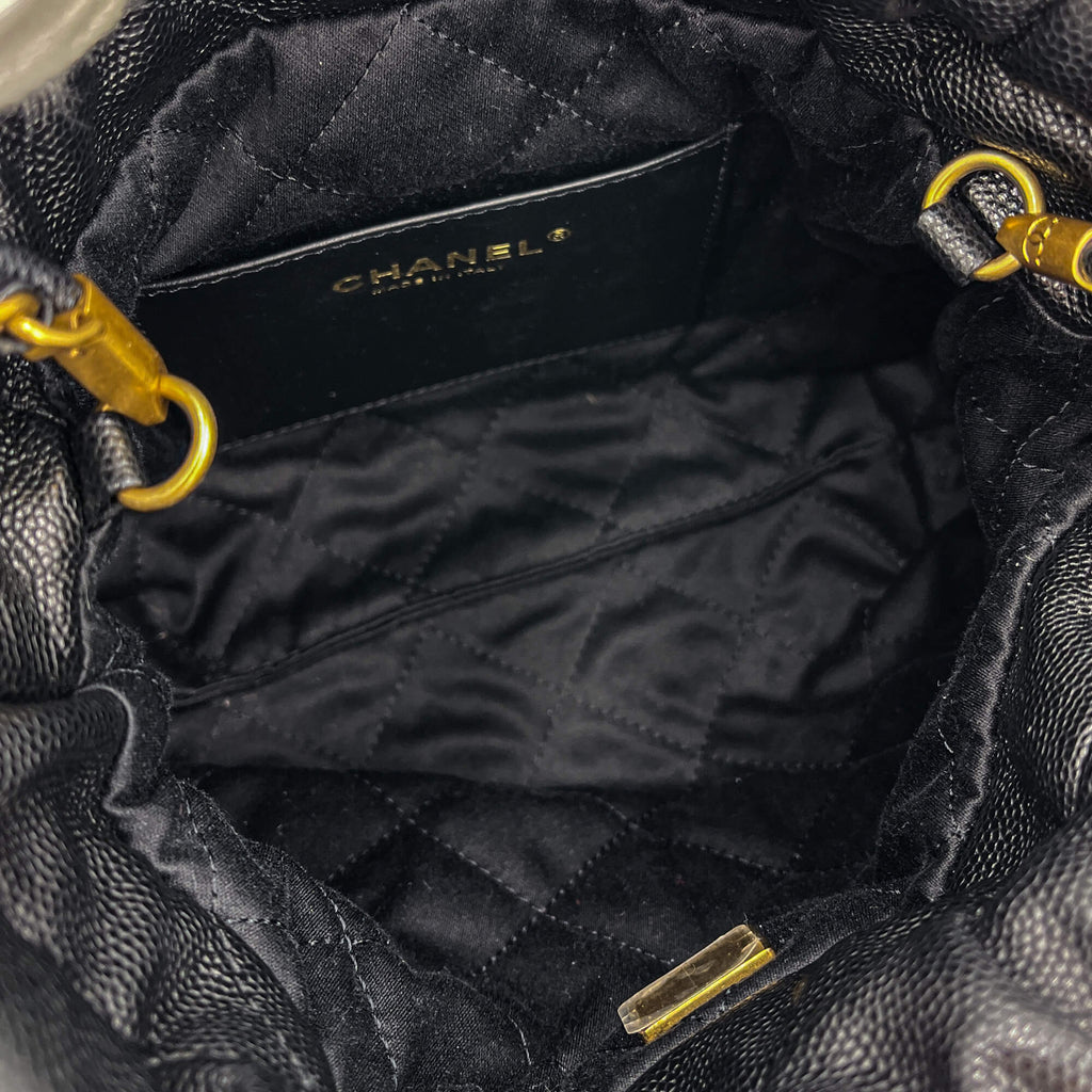 Second hand Chanel Chanel 22 Mini Leather Bucket Bag Black - Tabita Bags