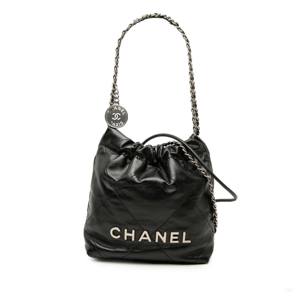 Second hand Chanel Chanel 22 Mini Leather Bucket Crossbody Black - Tabita Bags