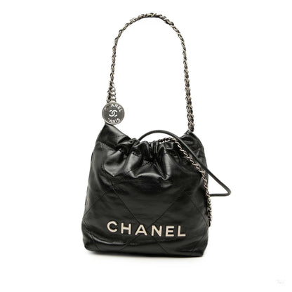 Second hand Chanel Chanel 22 Mini Leather Bucket Crossbody Black - Tabita Bags
