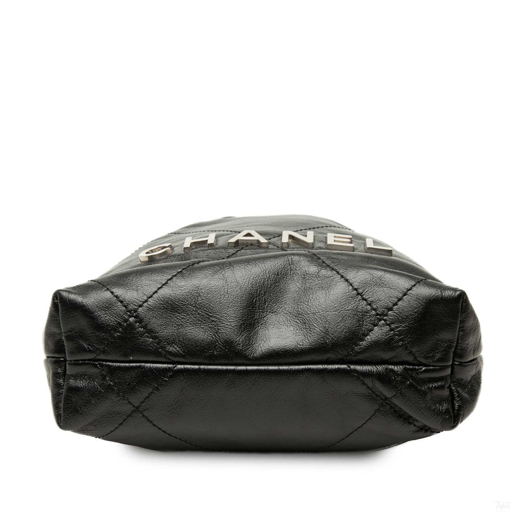Second hand Chanel Chanel 22 Mini Leather Bucket Crossbody Black - Tabita Bags