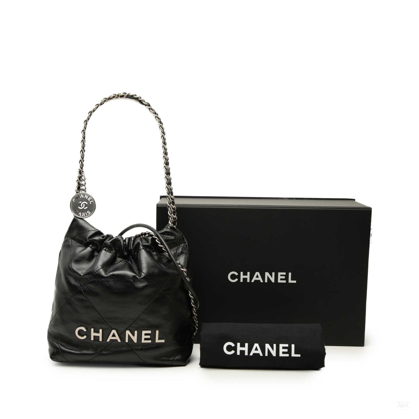 Second hand Chanel Chanel 22 Mini Leather Bucket Crossbody Black - Tabita Bags