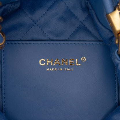 Second hand Chanel Chanel 22 Mini Leather Bucket Crossbody Blue - Tabita Bags