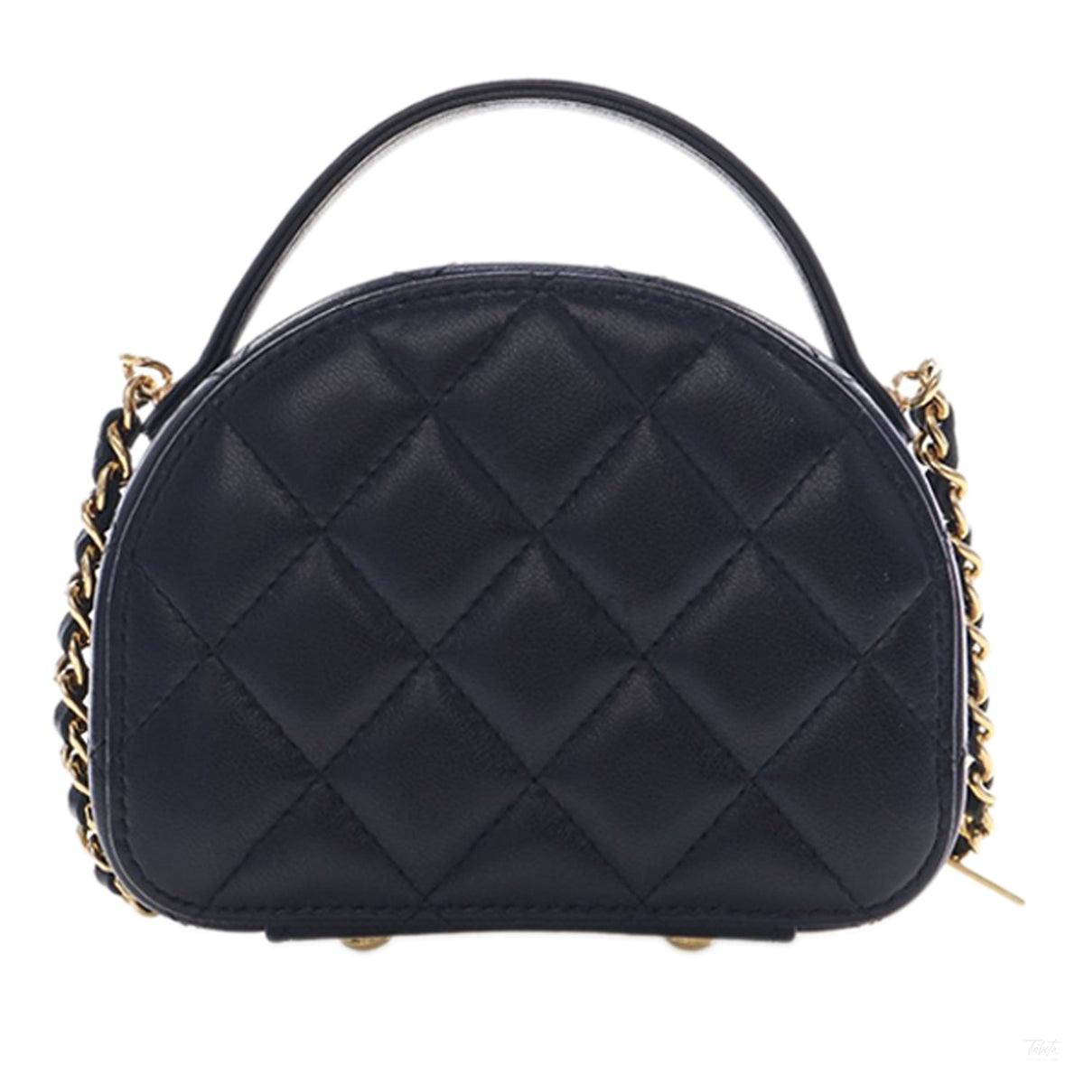 Second hand Chanel Chic Riviera Small Lambskin Leather Quilted Vanity Case Handbag Black - Tabita Bags