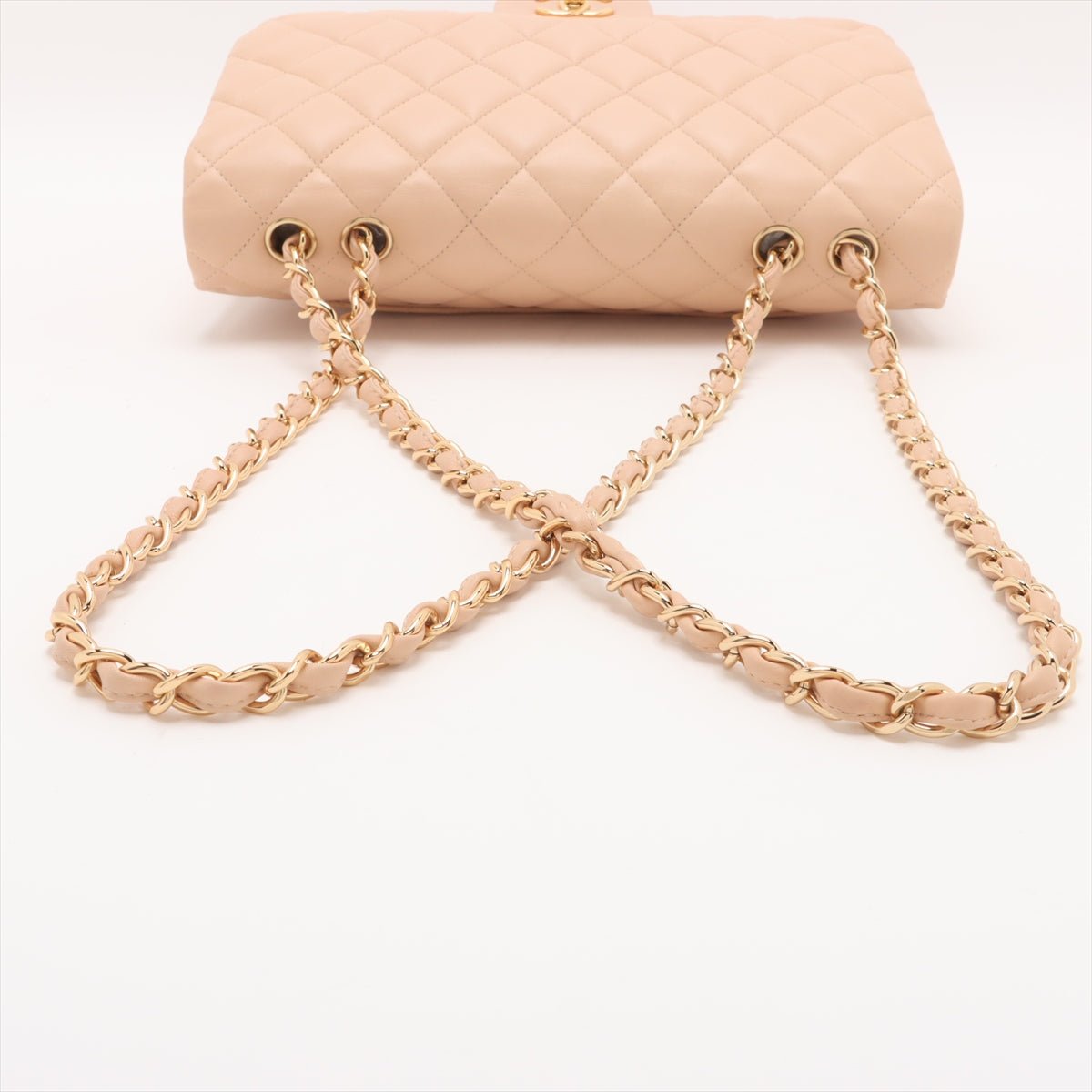 Second hand Chanel Classic Double Flap Jumbo Lambskin Leather Matelassè Handbag Beige - Tabita Bags
