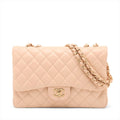 Second hand Chanel Classic Double Flap Jumbo Lambskin Leather Matelassè Handbag Beige - Tabita Bags