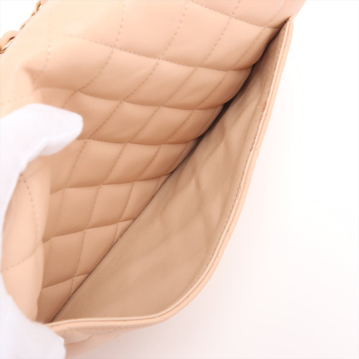 Second hand Chanel Classic Double Flap Jumbo Lambskin Leather Matelassè Handbag Beige - Tabita Bags