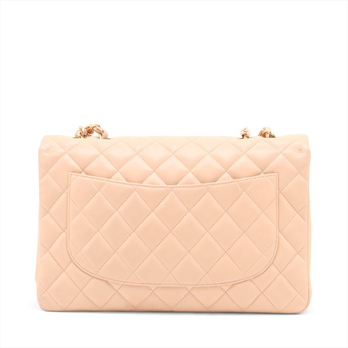 Second hand Chanel Classic Double Flap Jumbo Lambskin Leather Matelassè Handbag Beige - Tabita Bags