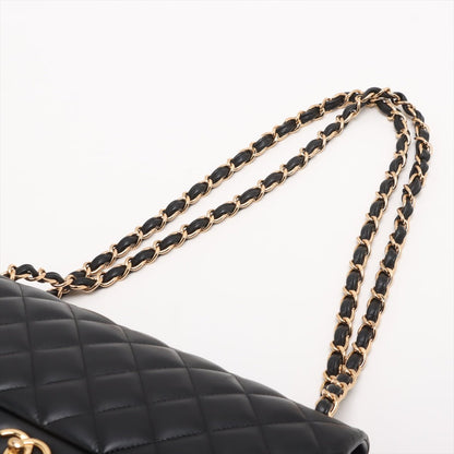 Second hand Chanel Classic Double Flap Jumbo Lambskin Leather Matelassè Handbag Black - Tabita Bags