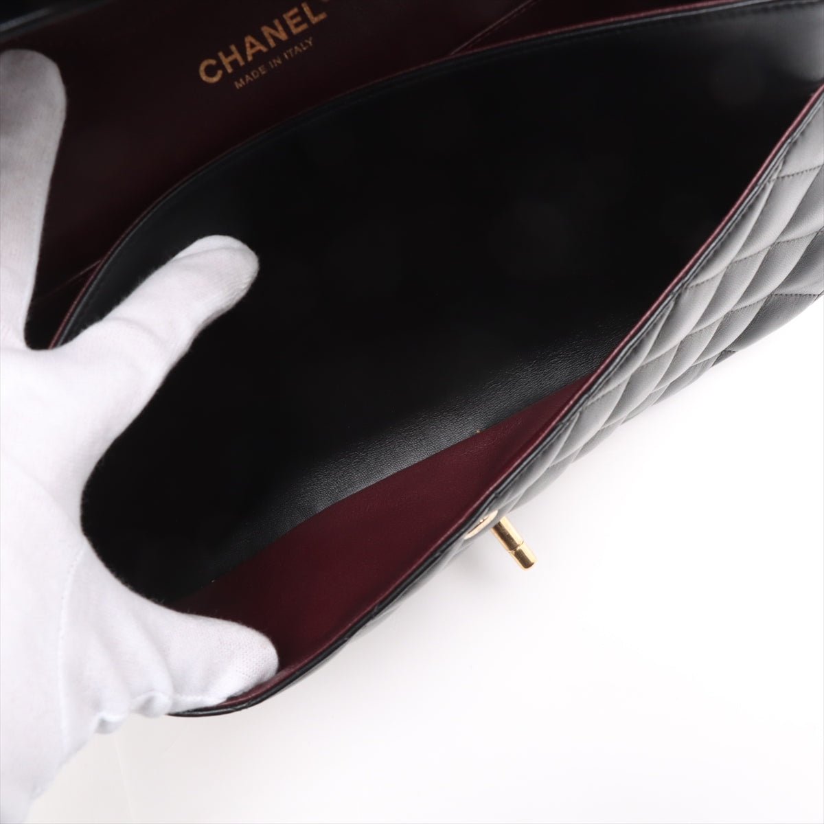 Second hand Chanel Classic Double Flap Jumbo Lambskin Leather Matelassè Handbag Black - Tabita Bags