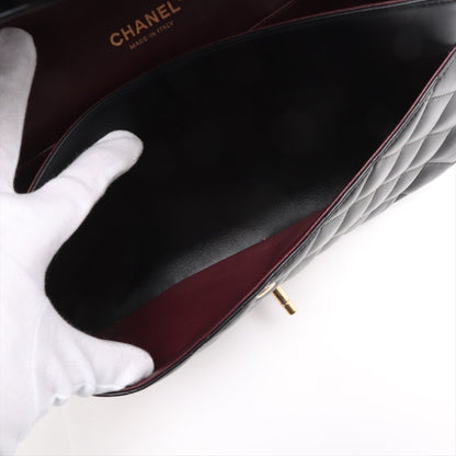 Second hand Chanel Classic Double Flap Jumbo Lambskin Leather Matelassè Handbag Black - Tabita Bags
