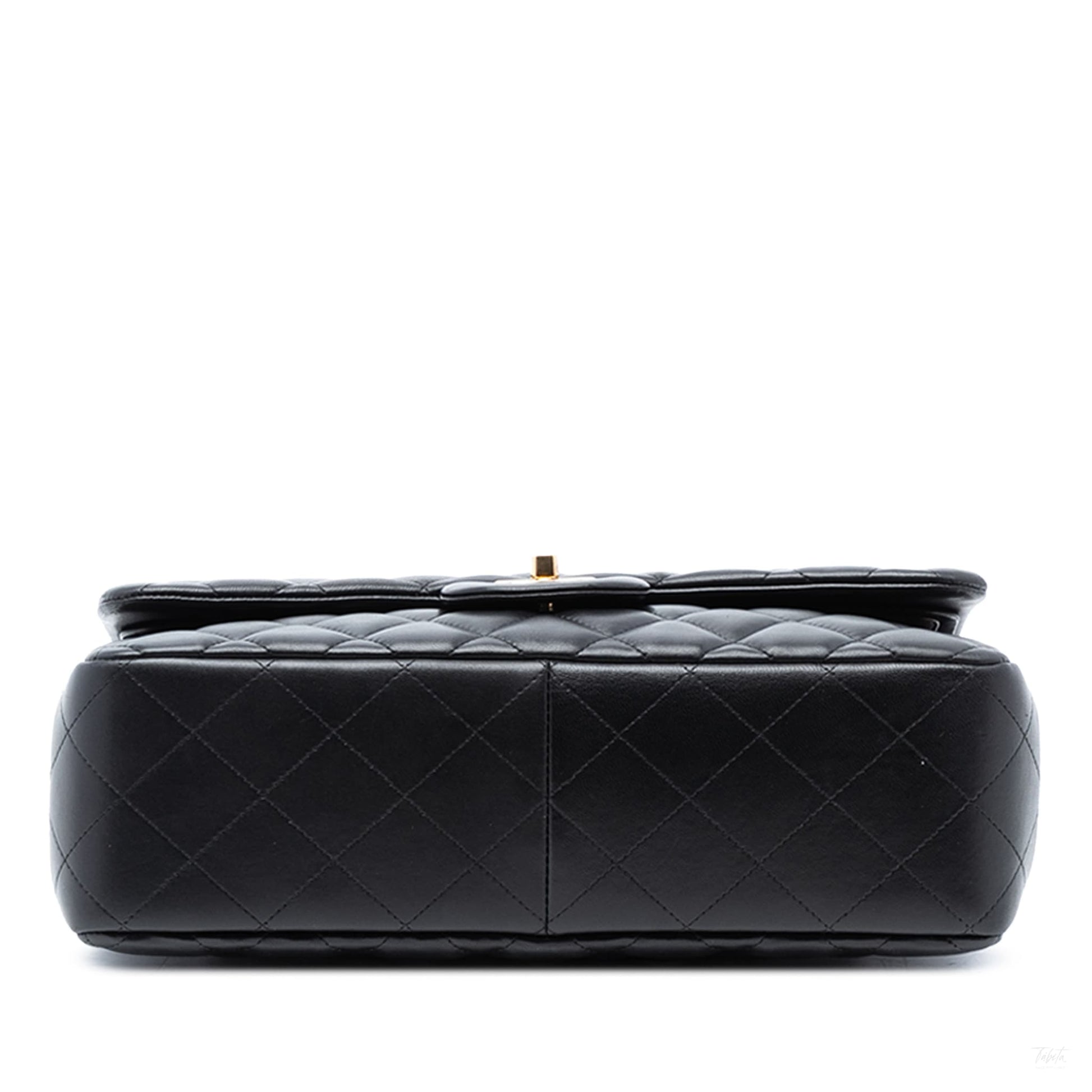 Second hand Chanel Classic Double Flap Jumbo Lambskin Leather Matelassè Handbag Black - Tabita Bags