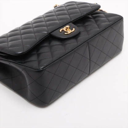 Second hand Chanel Classic Double Flap Jumbo Lambskin Leather Matelassè Handbag Black - Tabita Bags