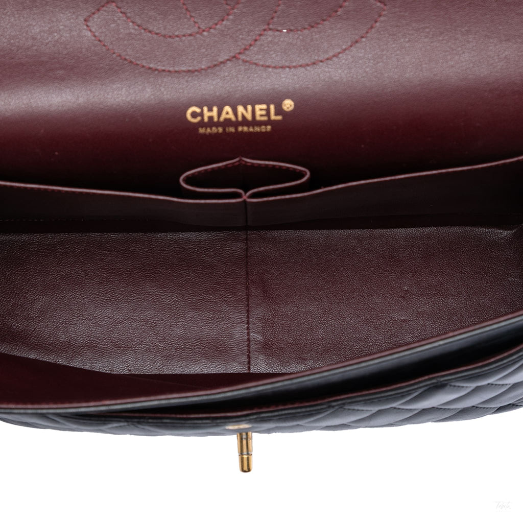 Second hand Chanel Classic Double Flap Jumbo Lambskin Leather Matelassè Handbag Black - Tabita Bags