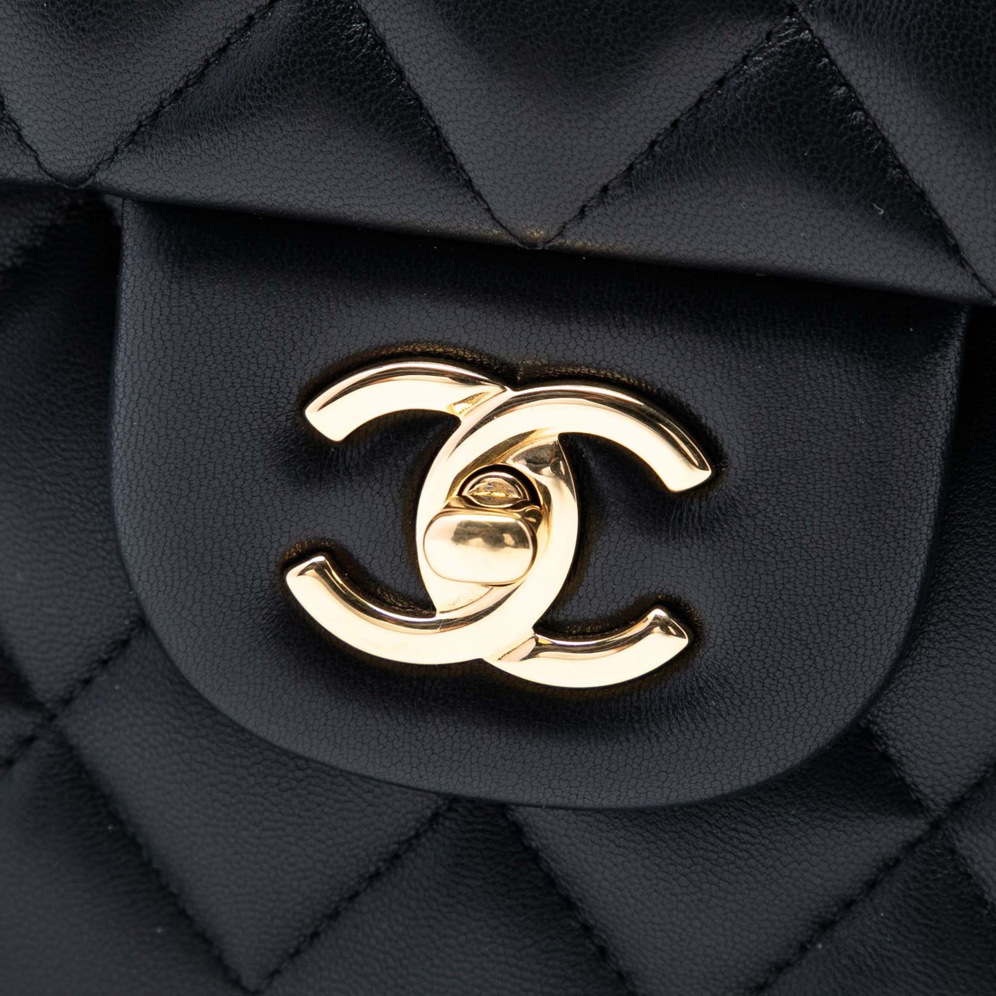 Second hand Chanel Classic Double Flap Jumbo Lambskin Leather Matelassè Handbag Black - Tabita Bags