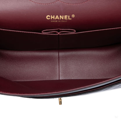 Second hand Chanel Classic Double Flap Jumbo Lambskin Leather Matelassè Handbag Black - Tabita Bags