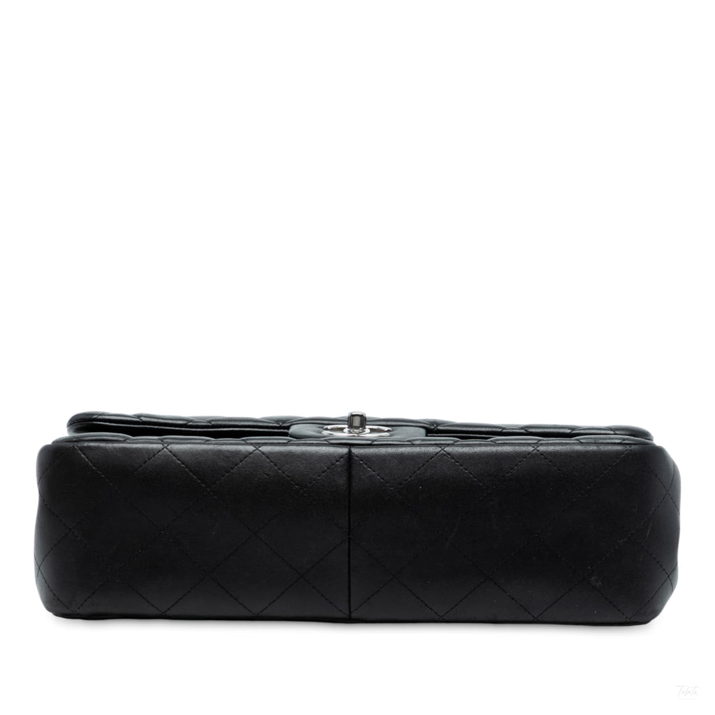 Second hand Chanel Classic Double Flap Jumbo Lambskin Leather Matelassè Handbag Black - Tabita Bags