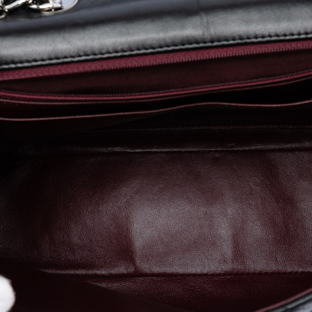 Second hand Chanel Classic Double Flap Jumbo Lambskin Leather Matelassè Handbag Black - Tabita Bags