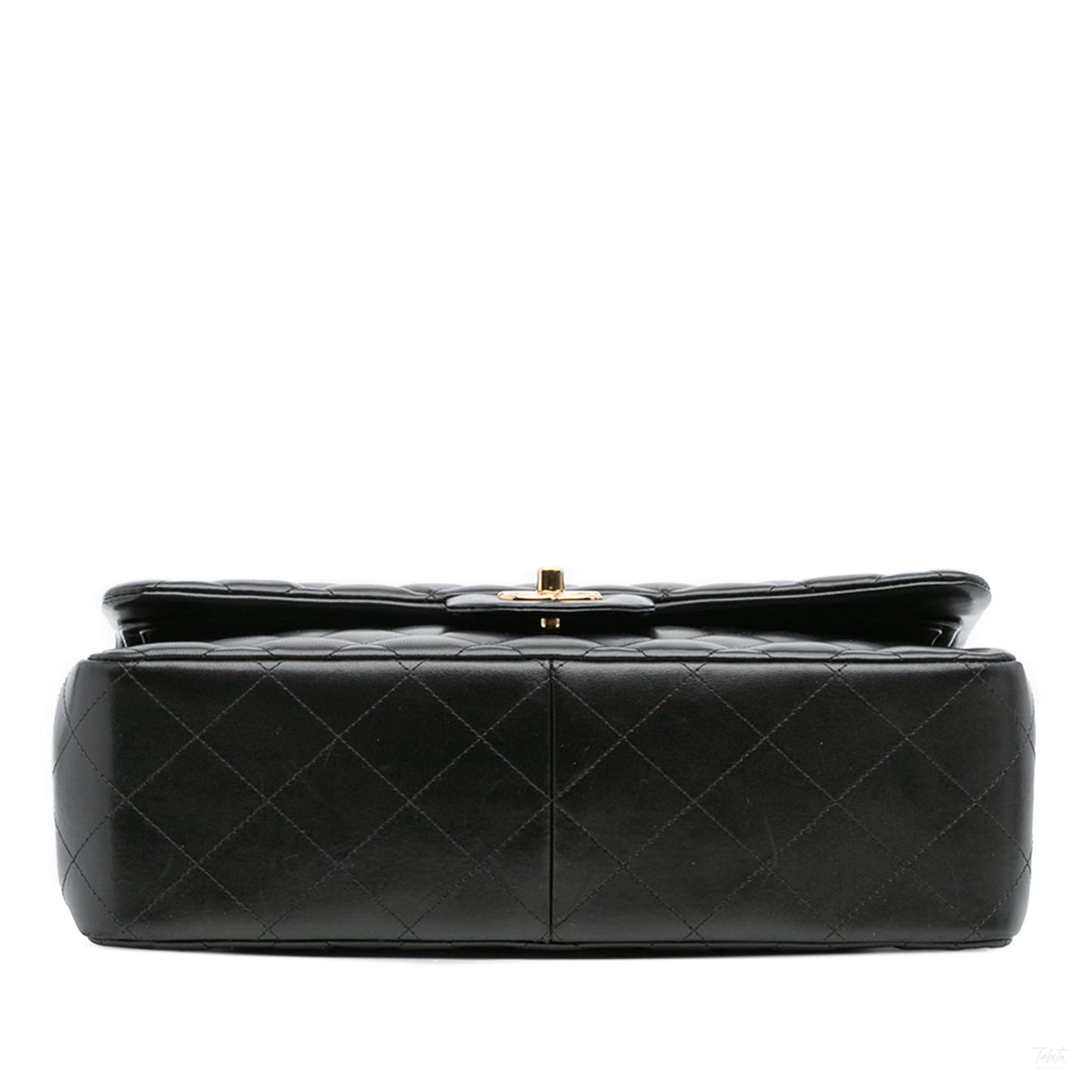Second hand Chanel Classic Double Flap Jumbo Lambskin Leather Matelassè Handbag Black - Tabita Bags