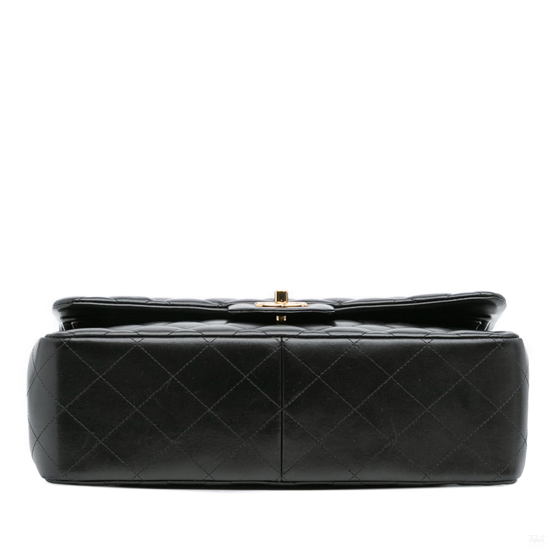 Second hand Chanel Classic Double Flap Jumbo Lambskin Leather Matelassè Handbag Black - Tabita Bags