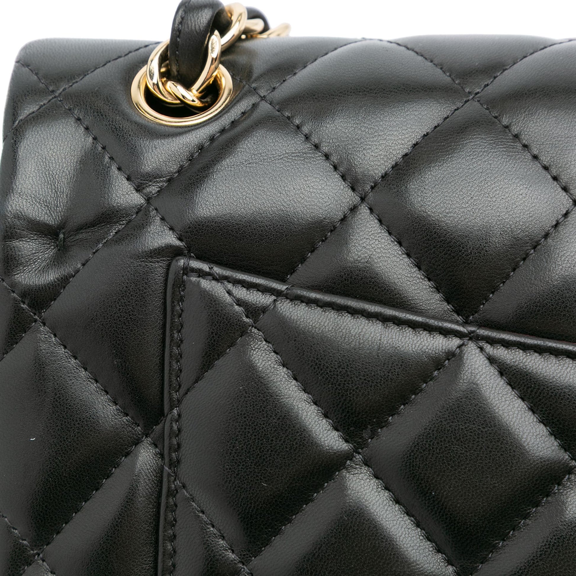 Second hand Chanel Classic Double Flap Jumbo Lambskin Leather Matelassè Handbag Black - Tabita Bags