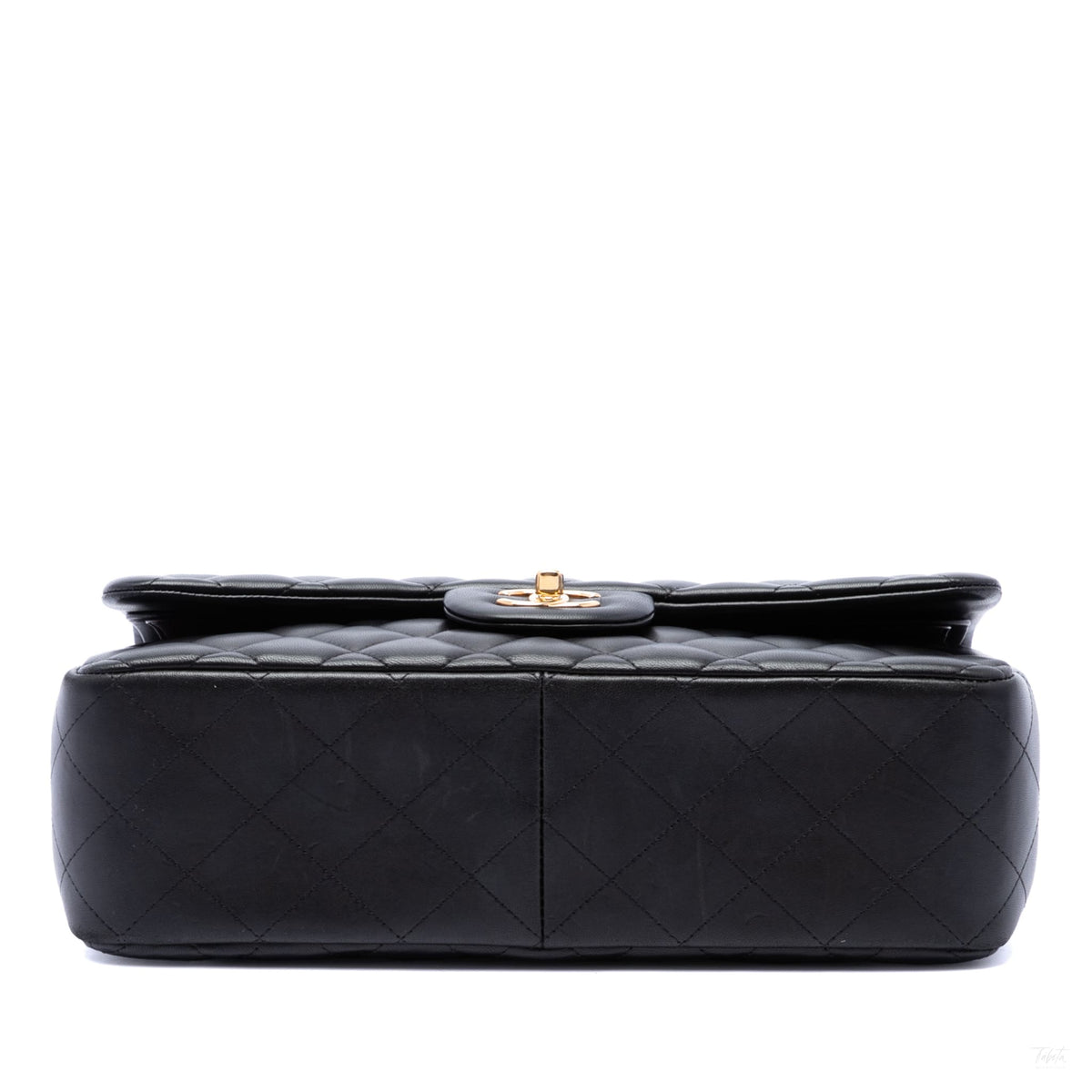 Second hand Chanel Classic Double Flap Jumbo Lambskin Leather Matelassè Handbag Black - Tabita Bags