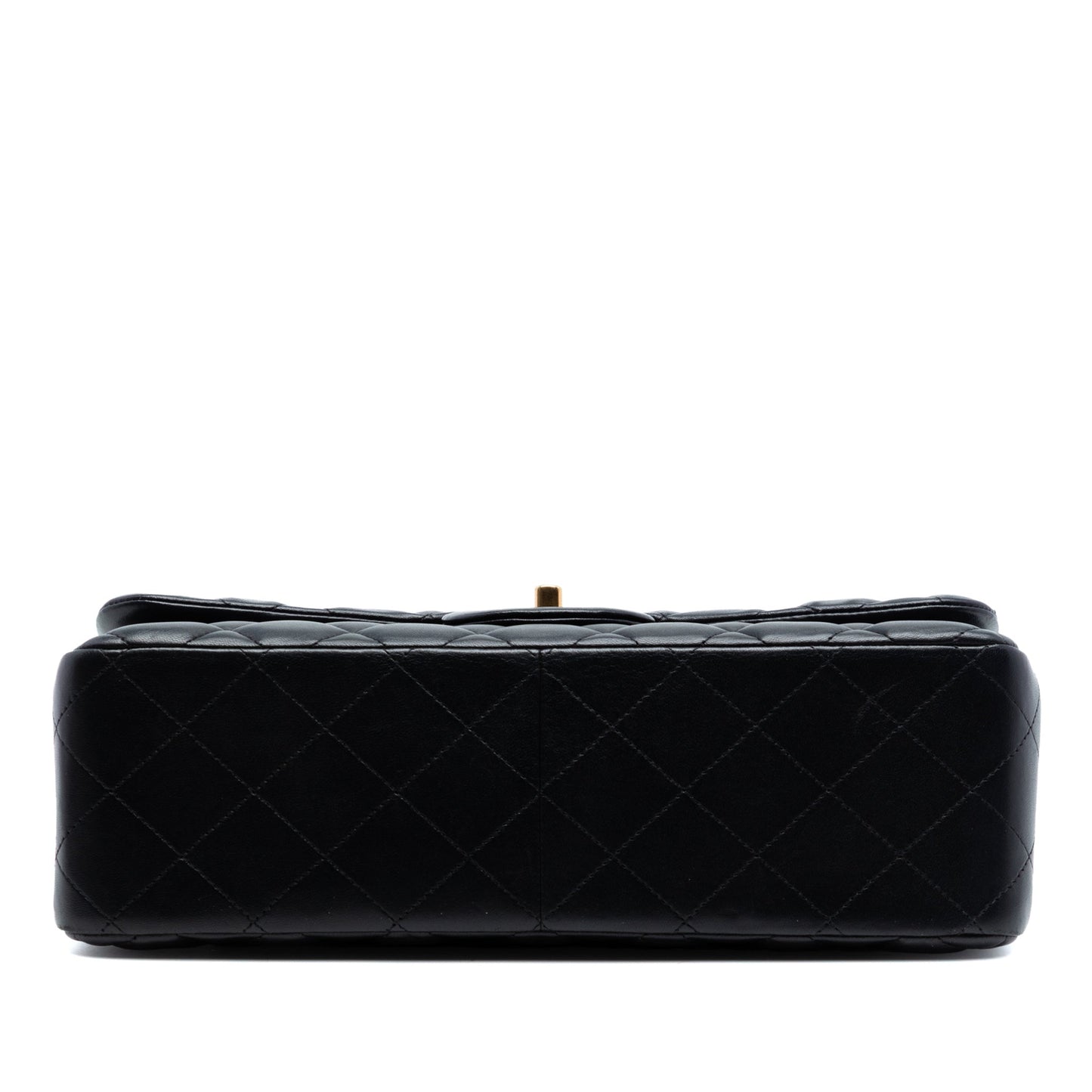 Second hand Chanel Classic Double Flap Jumbo Lambskin Leather Matelassè Handbag Black - Tabita Bags